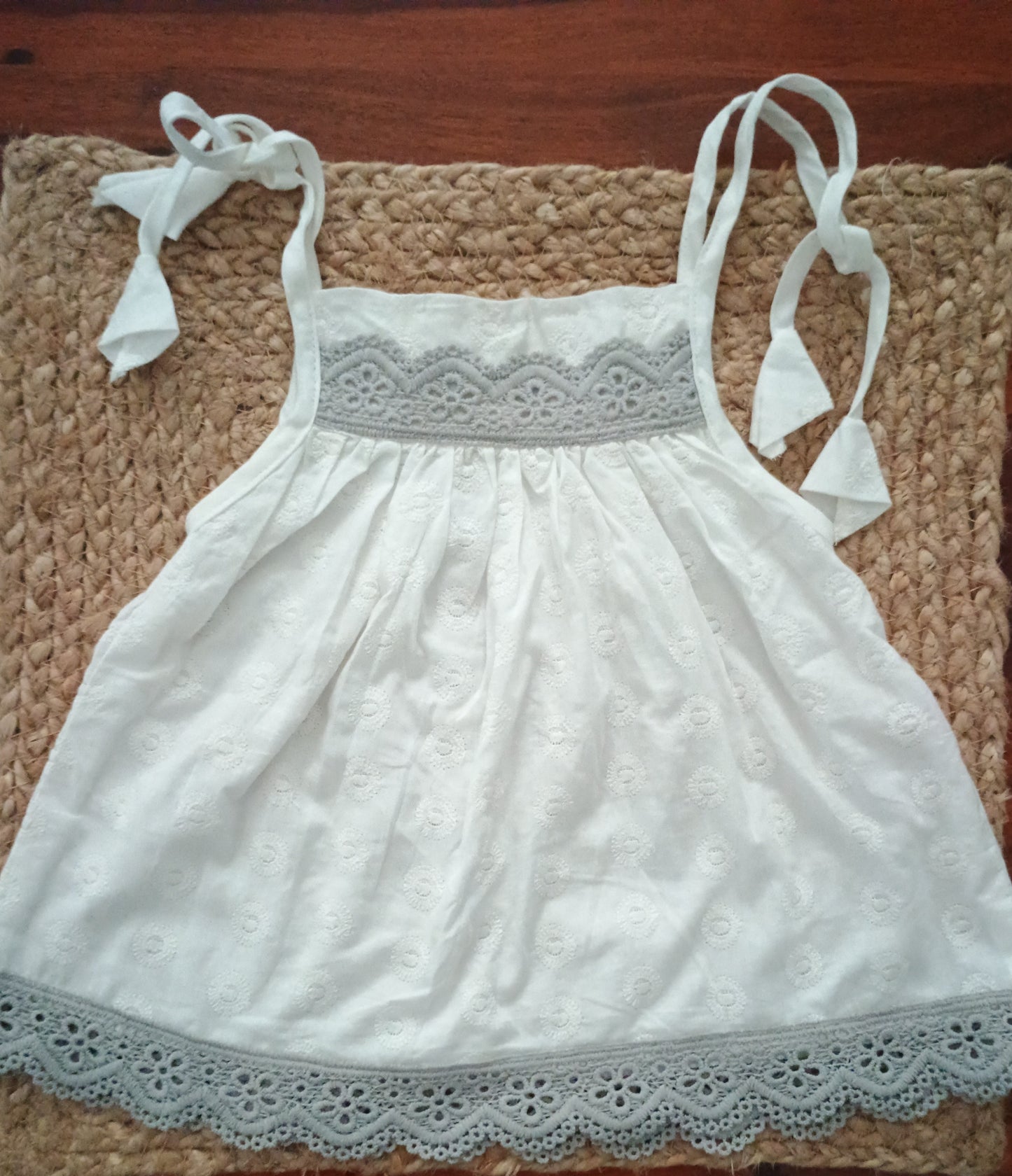 White spaghetti tye up dress