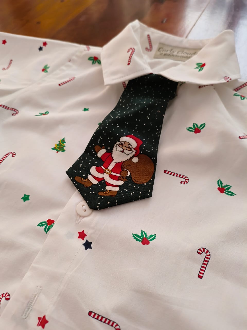 Christmas Edit (short sleeved christmas themed shirt with contrast tie.