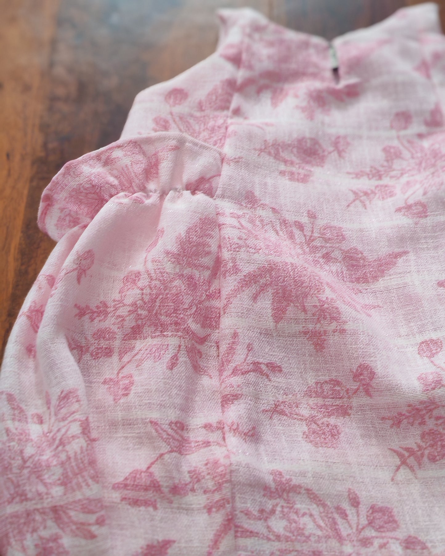 Pink floral linen balloon dress