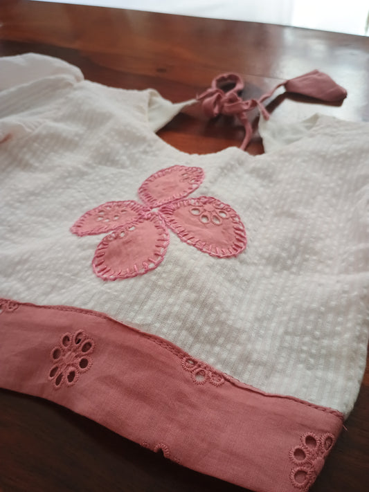 Pale Pink stripes co ord set in seersucker cotton