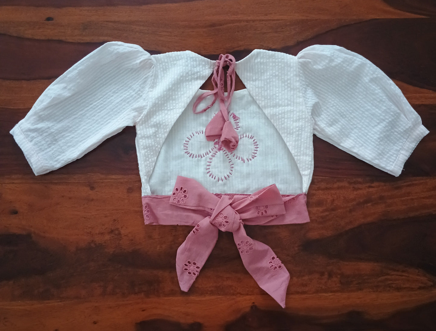 Pale Pink stripes co ord set in seersucker cotton