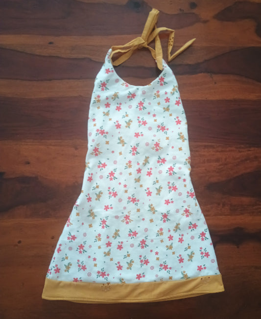 Halter neck cream floral cordroy with hakoba