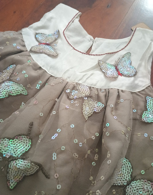 Sleeveless butterfly rainbow sequence dress