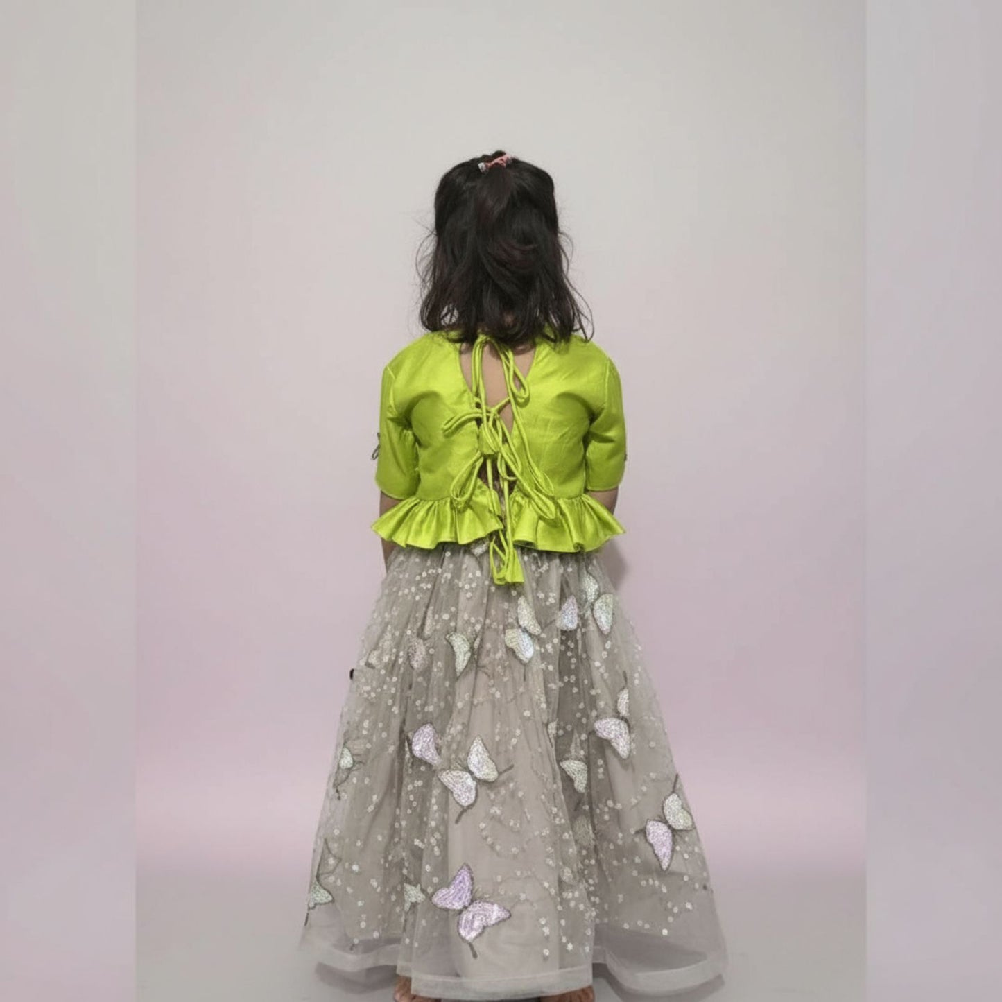 Fluorescent Green top with contrast skirt.. ZIYA COLLECTION.. DIWALI edit