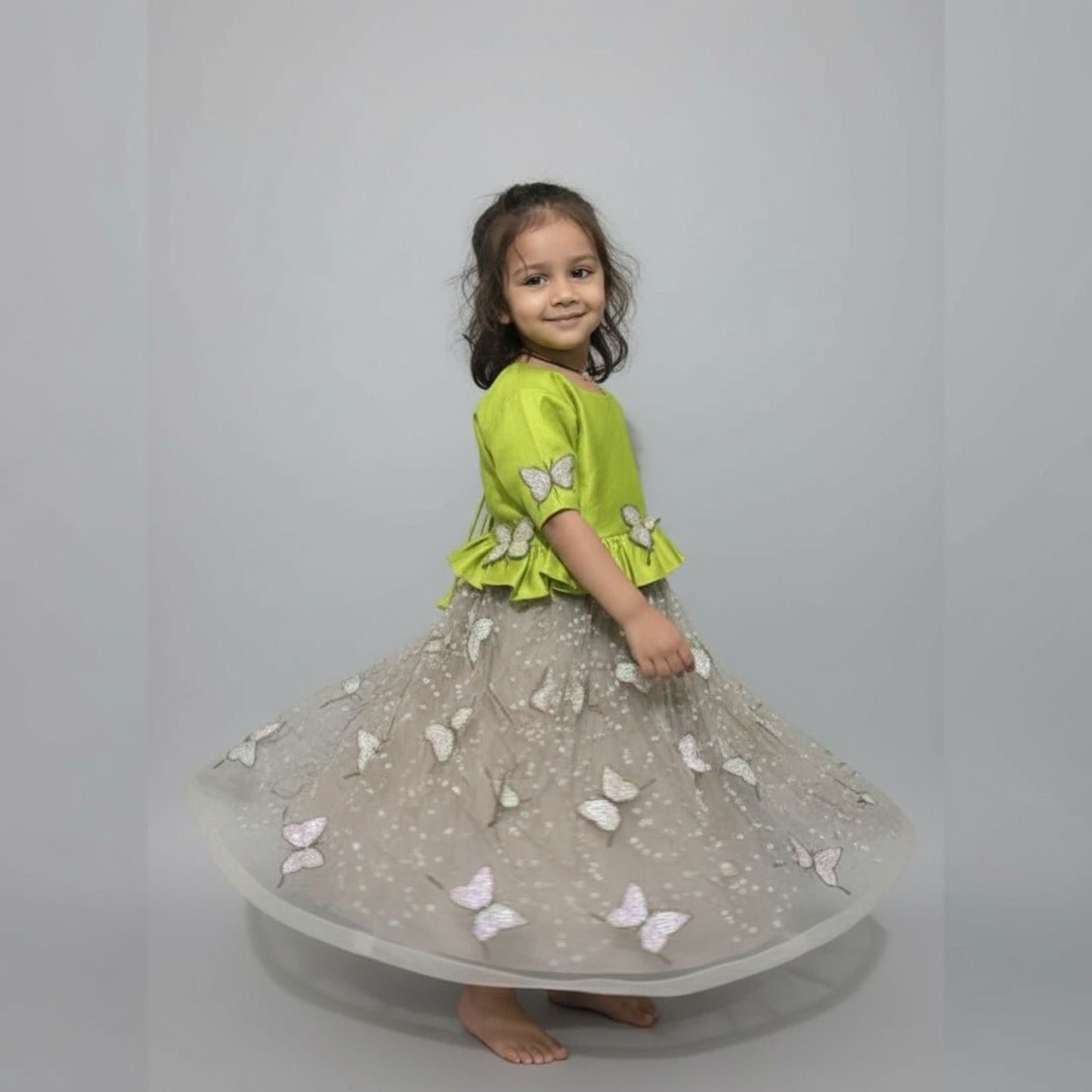 Fluorescent Green top with contrast skirt.. ZIYA COLLECTION.. DIWALI edit