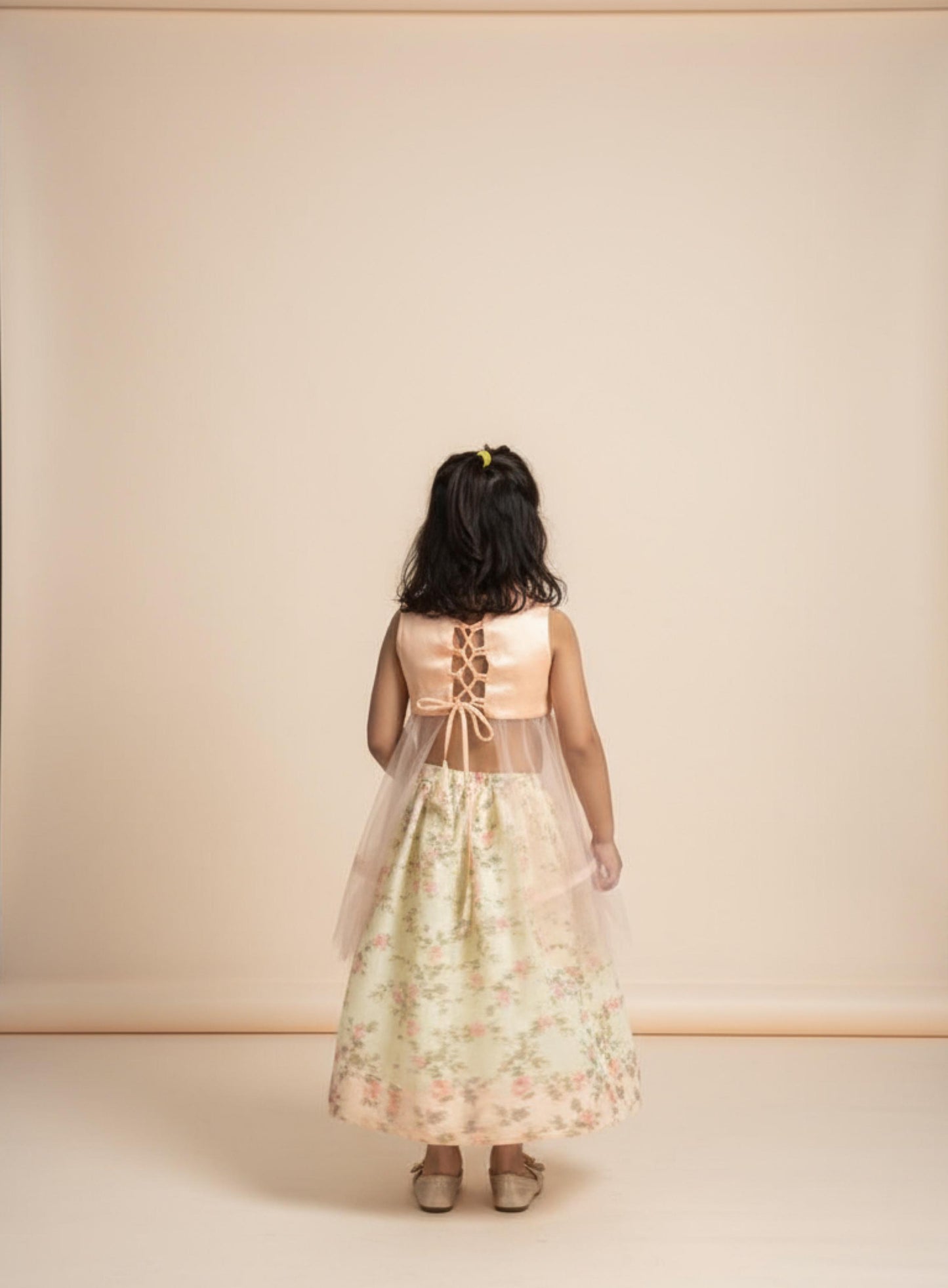 Peach with floral skirt.. ZIYA COLLECTION.. DIWALI EDIT
